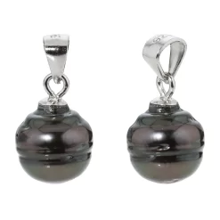 Anhänger Tahiti-Perle, Ca. 8-9mm, Silber 925 Rhod.