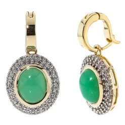 Entourage-Anhänger, Chrysopras AAAA+, Silber 925 Vergoldet