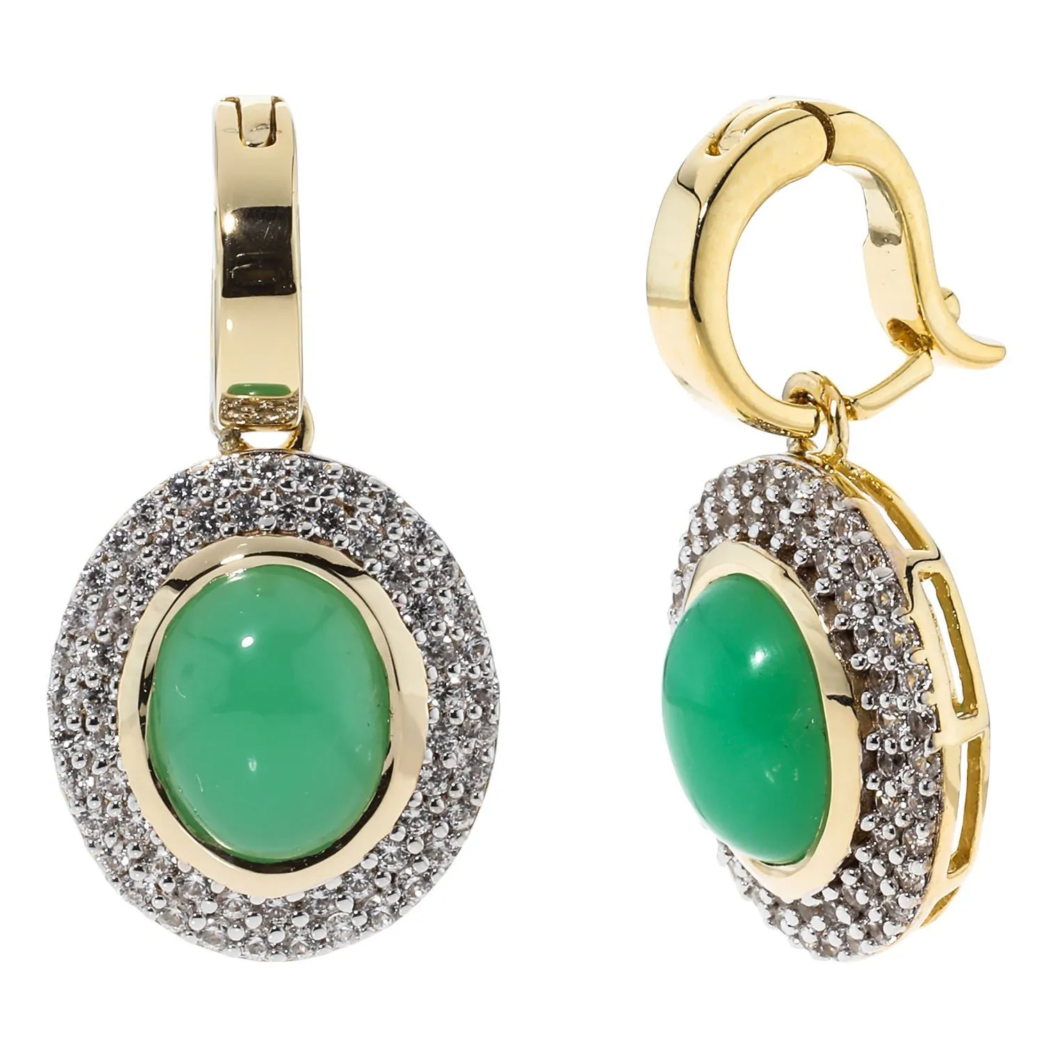 Entourage-AnhÀnger, Chrysopras AAAA+, Silber 925 Vergoldet