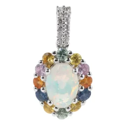 Edelopal-Anhänger, Afrikanischer Opal, Saphir, Zirkon