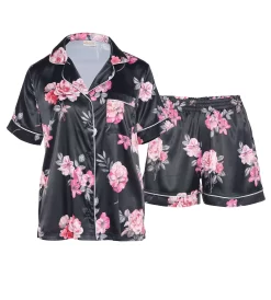 Pyjama Set: Hemdbluse & Shorty In Satin