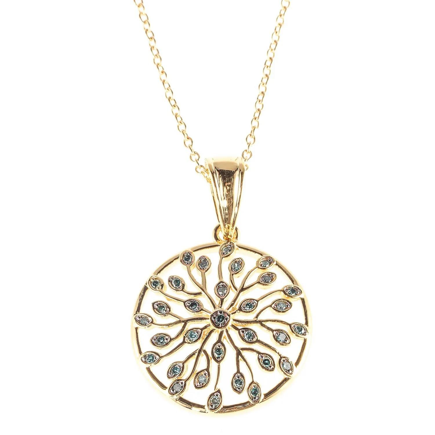 Kreis-AnhÀnger, Blaue Diamanten, Silber 925, Zertifikat