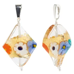 Rauten-Anhänger "Love Affaire", Original Murano Glas, Silber 925