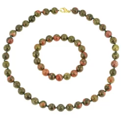 Collier & Armband, Unakit, Ca. 510 Ct., Ø 10 Mm