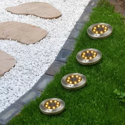 LED Solar Edelstahl-Bodenleuchten, 4er Set