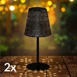 Solar-Tischleuchte Metall 2er-Set