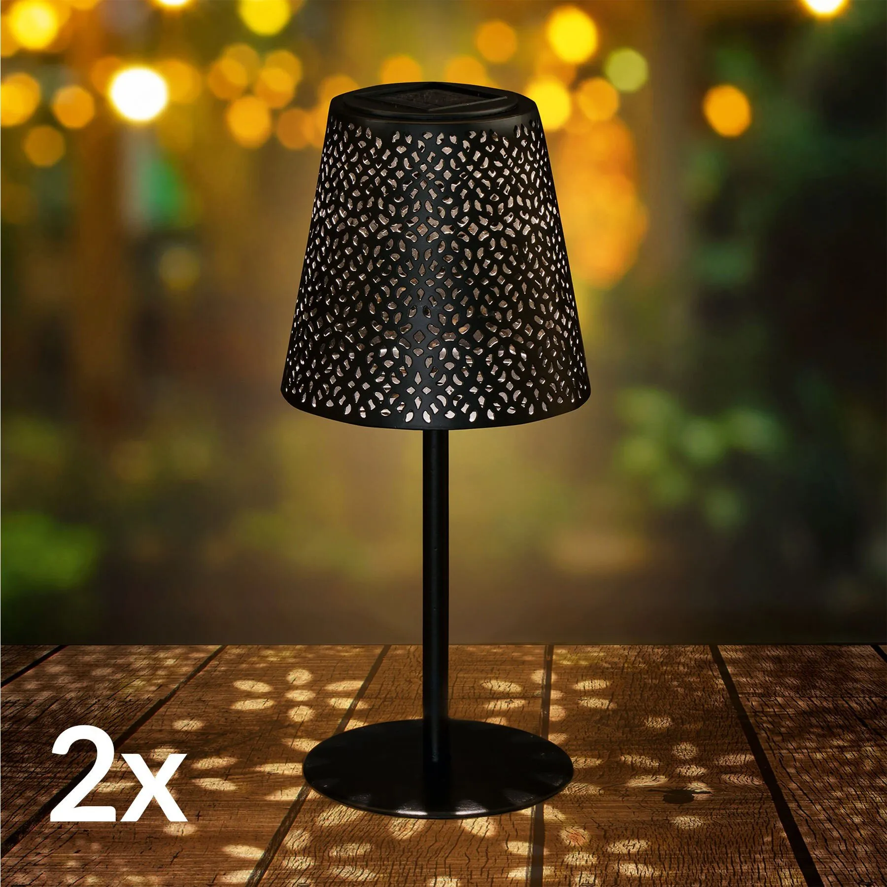 Solar-Tischleuchte Metall 2er-Set