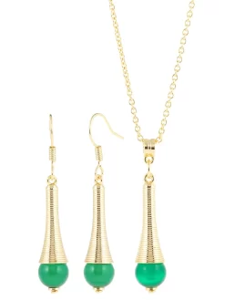 Collier & Ohrhänger Mit Katzenauge, 45 + 5 Cm