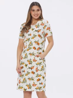 Kleid Mit Orangen Druck