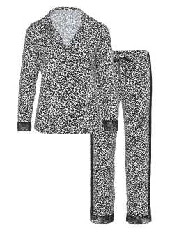 Pyjama Set Animal Mit Kontrastgalon