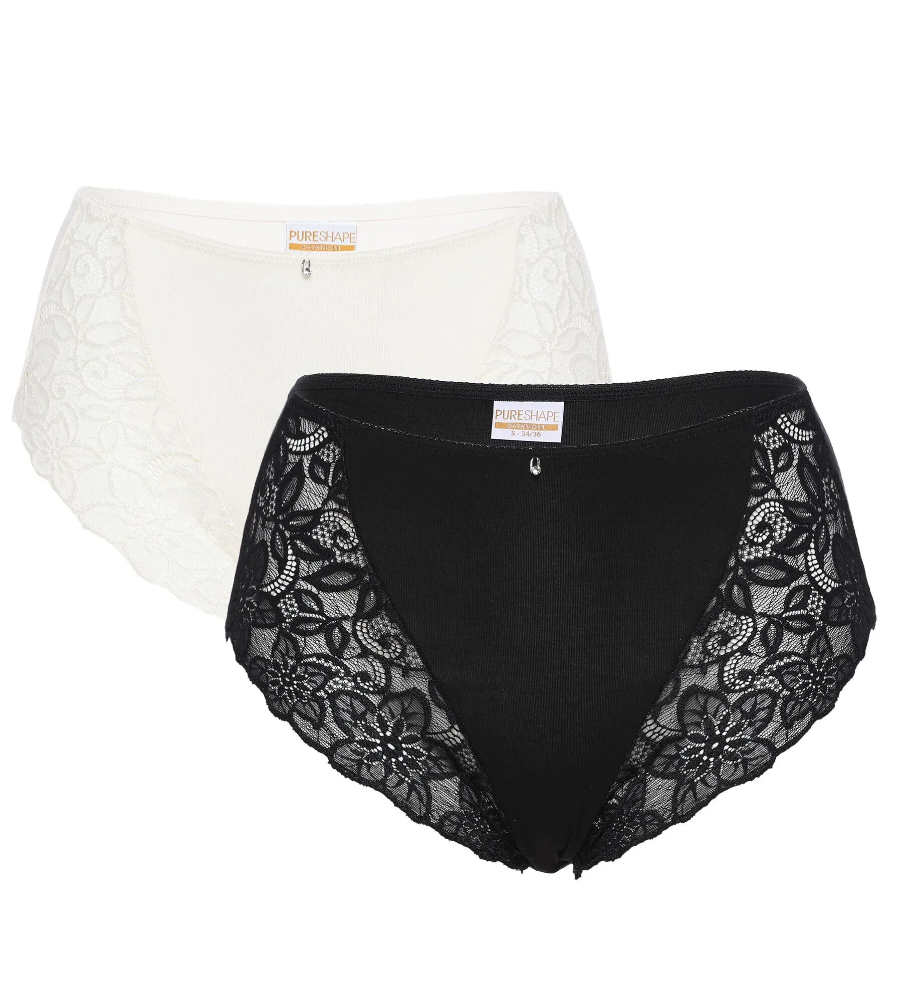 2er Pack Maxi Slip Spitze & Strasssteinchen