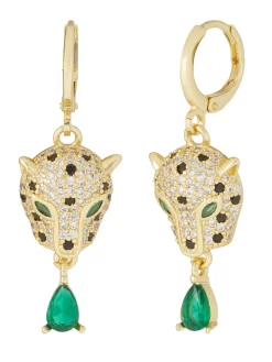 Ohrhänger "Golden Cat", Zirkonia, Vergoldet