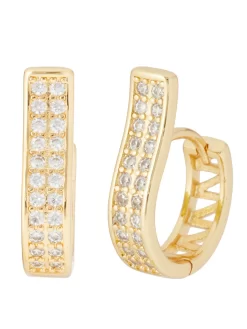 Creolen "Brilliant Bridge", Zirkonia, Vergoldet