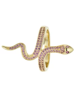 Schlangen-Ring "Sneaky Snake", Zirkonia, Vergoldet