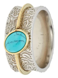 Band-Ring "The Secret", Synth. Türkis, Silber 925