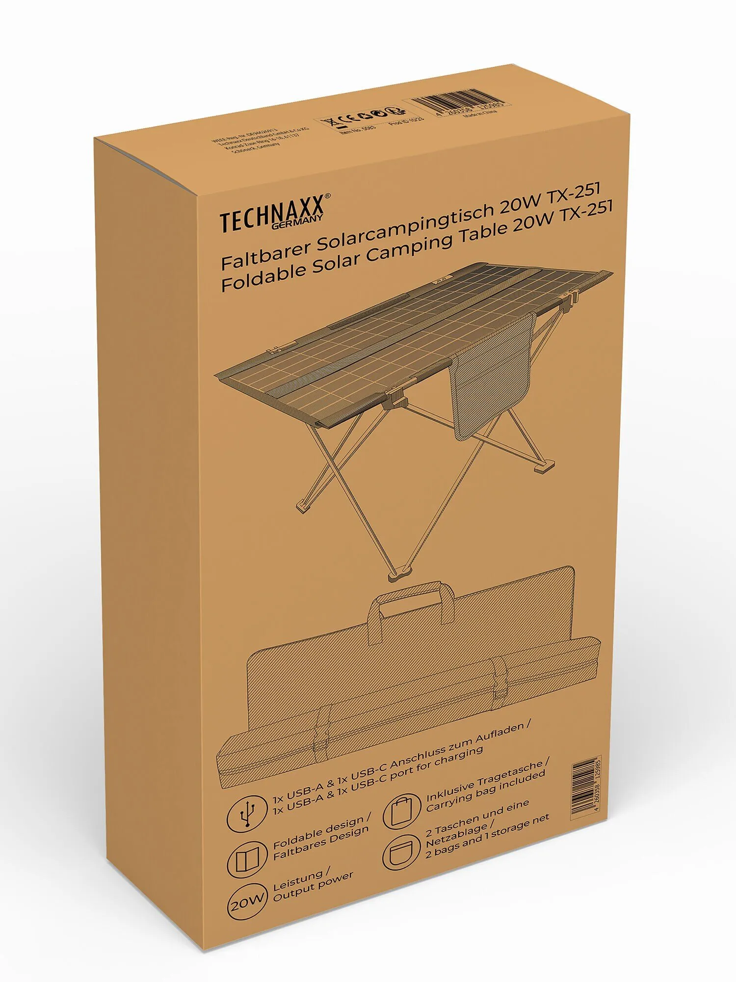 Faltbarer Solar-Campingtisch, 20 W – Bild 6