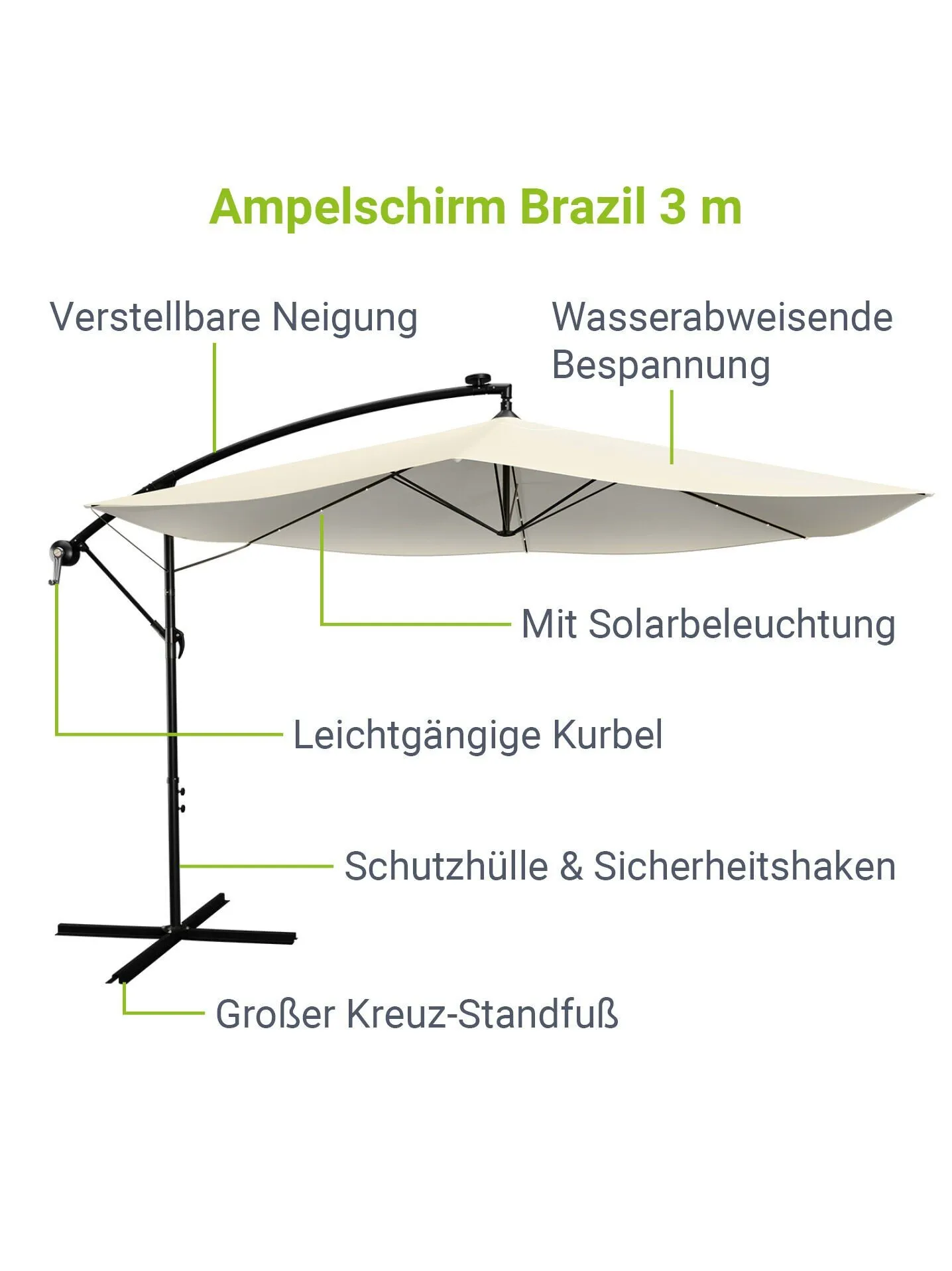 Ampelschirm Brazil Ø 3,0m Mit LED - Image 2