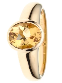 Solitär-Ring, Citrin, Silber 925, Vergoldet