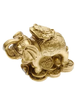 Elefant Mit Kröte, Messing Vergoldet