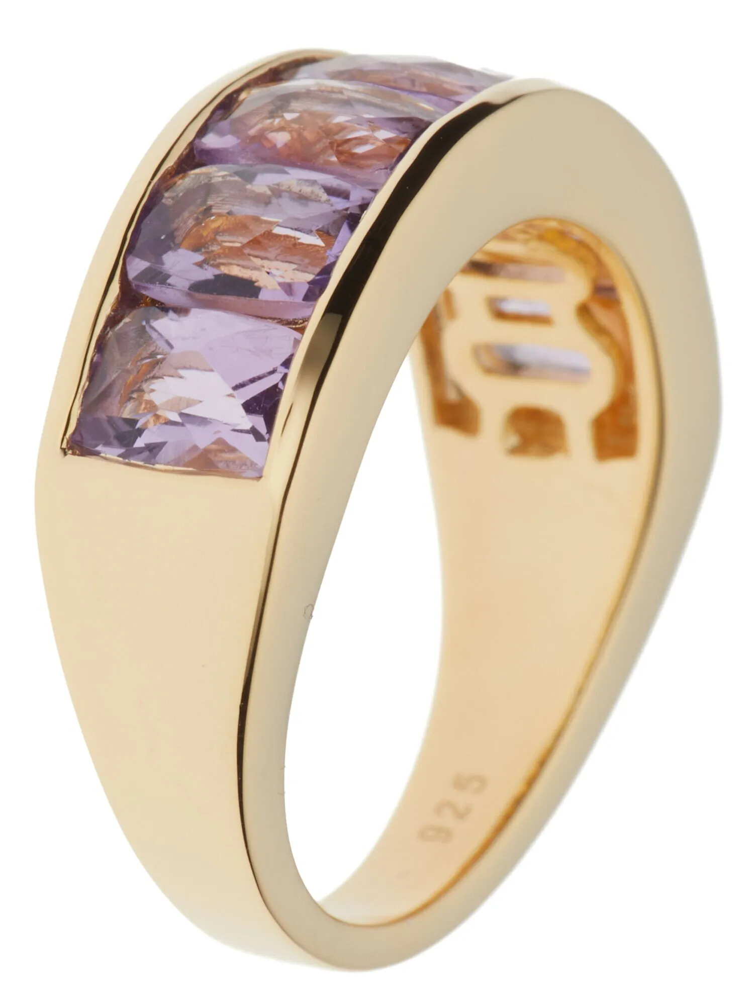 Rivière-Ring Amethyst, Silber 925, Vergoldet - Image 3