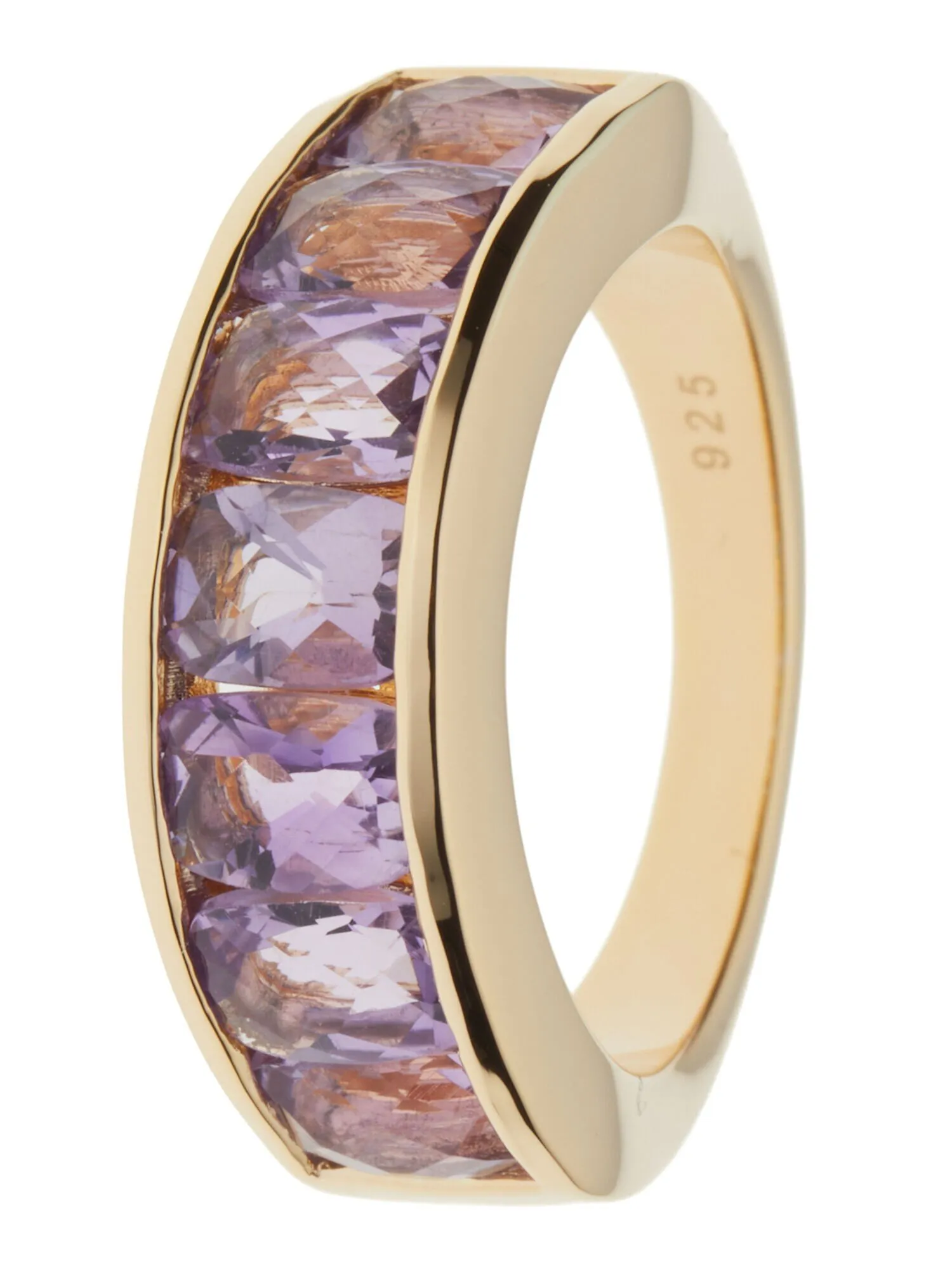 Rivière-Ring Amethyst, Silber 925, Vergoldet