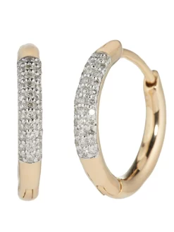 Klapp-Creolen, Brilliant, Silber 925, Vergoldet