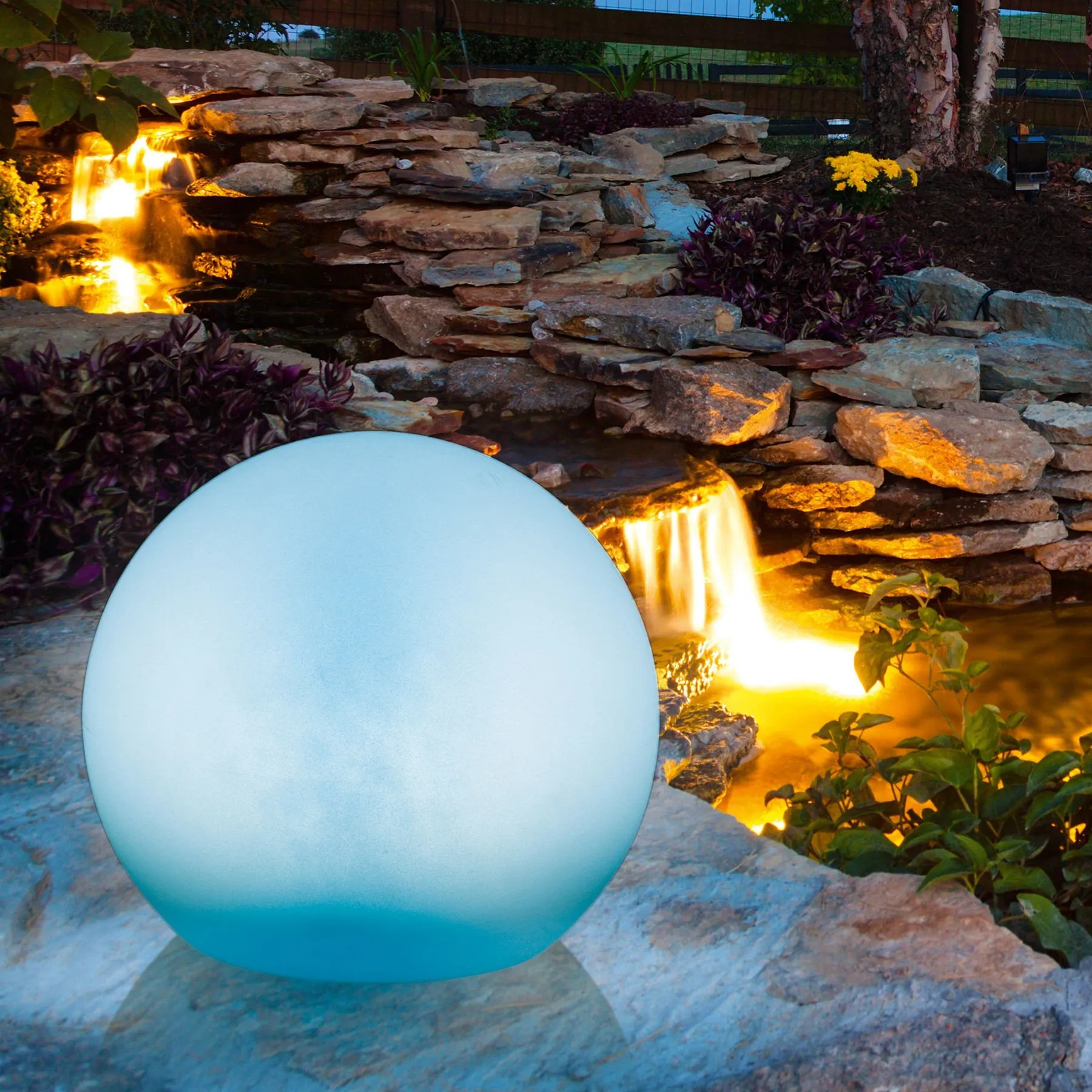 Solar-Dekokugel Weiß Mit Farbwechsel